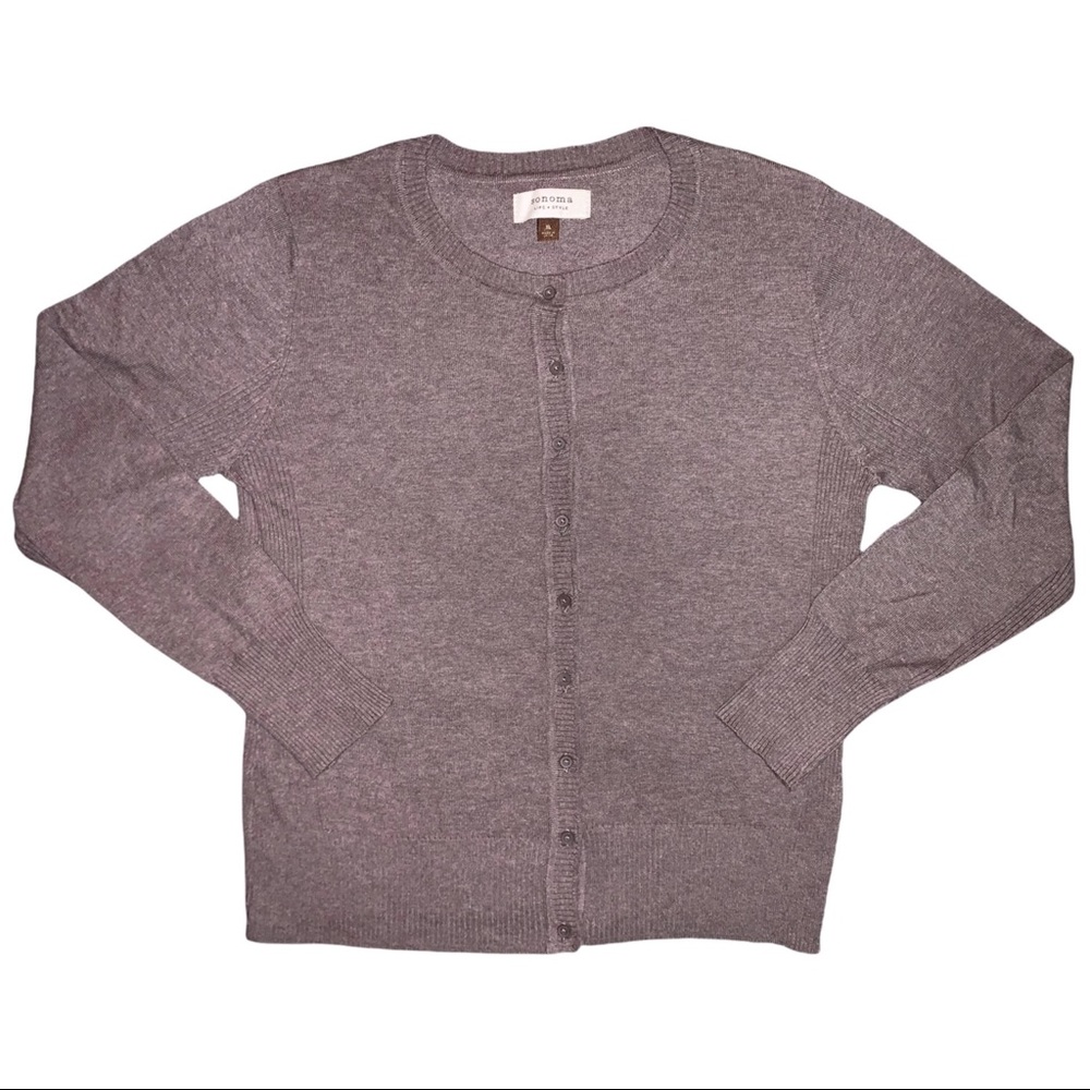 Y2K Brown Ribbed Sides Button Up Cardigan